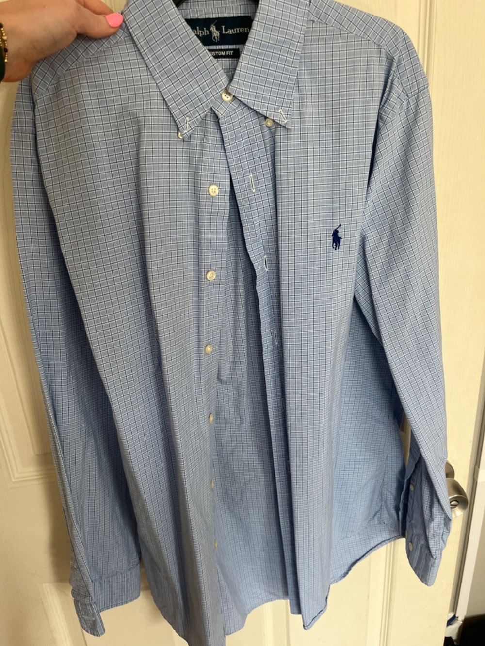Ralph Lauren Light Blue Micro-Check Button-Down Dress Shirt Men’s 15 (S/M) 32/33